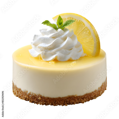 Wallpaper Mural Lemon cheesecake with whipped cream isolated on transparent background Torontodigital.ca