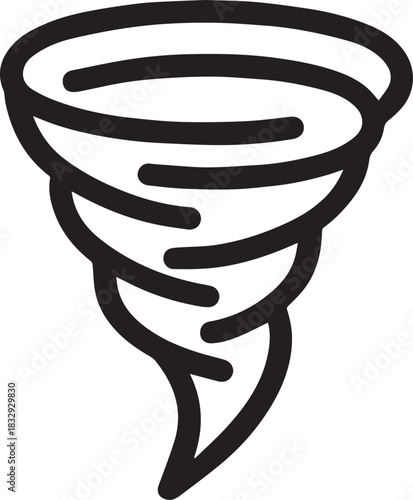 An artistic line illustration captures the essence of a powerful whirlwind or tornado, showcasing the dynamic spiral force of the natural phenomenon.