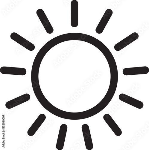 A minimalistic, stylized representation of the sun, radiating light. The simplicity and clarity of the design make it adaptable and versatile.