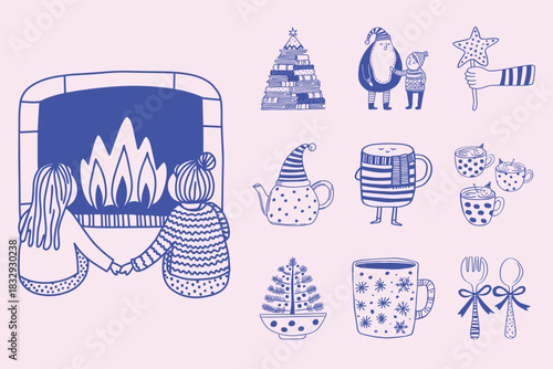 Cozy Winter Holiday Hand-Drawn Doodles