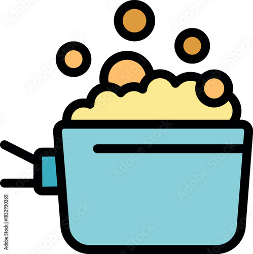 Foam and bubbles overflowing from a smart washing machine, symbolizing efficient and convenient laundry