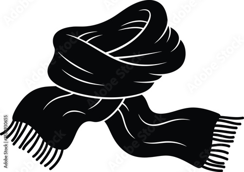 Knotted Winter Scarf Black Silhouette Icon