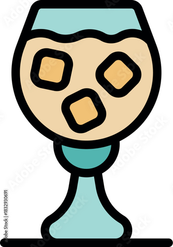 Glass of baileys irish cream liqueur with ice cubes, isolated on white background