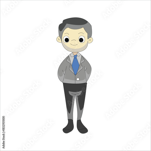 Businessman standing still with hands clasped in a polite and respectful pose