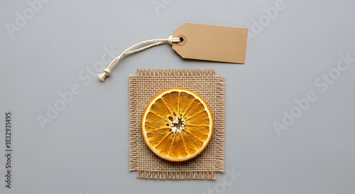 Dried Orange Slice,  A Simple, Earthy Decoration on Burlap with a Blank Tag
