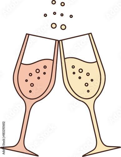 two glasses of champagne vector