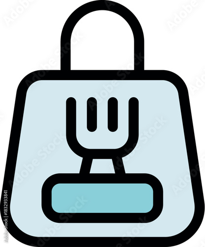Food delivery bag icon representing takeout meal, symbolizing online food ordering and convenient meal delivery service