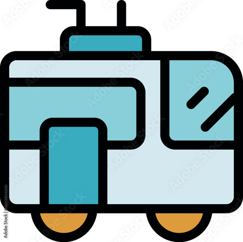 Stylish tram navigating urban environment, offering convenient public transportation