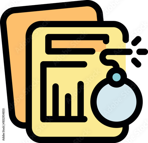 Lighted bomb near financial report is showing market volatility and investment risk