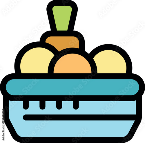 Vibrant vegetables, including a carrot and potatoes, are nestled in a basket, representing fresh produce and healthy eating