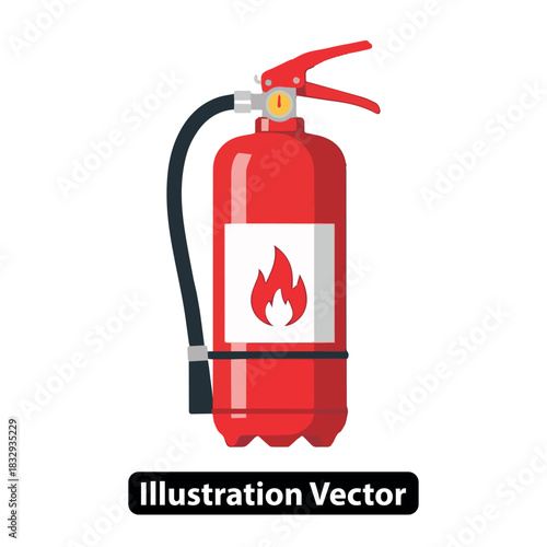 Portable red fire extinguisher for fighting fires, an essential emergency safety tool