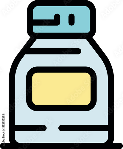 Closed medicine bottle with blank label standing on a surface, promoting healthcare and medicine storage