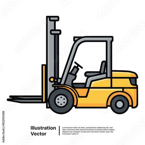 Industrial forklift vehicle icon isolated on white for cargo and delivery concepts