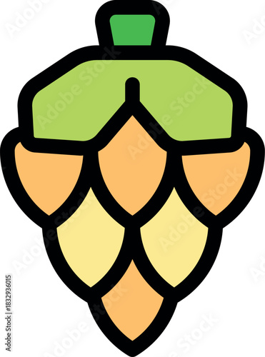 Hop cone, essential ingredient in beer brewing, providing bitterness, flavor, and aroma