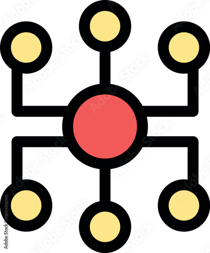 Visual representation of a central hub connecting various nodes, symbolizing network infrastructure and data flow
