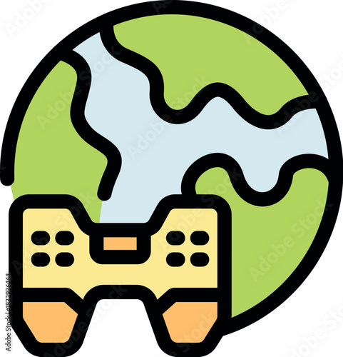 Gamepad controlling planet earth, symbolizing cloud gaming technology, global connectivity, and the metaverse