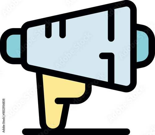 Megaphone standing on surface is broadcasting information