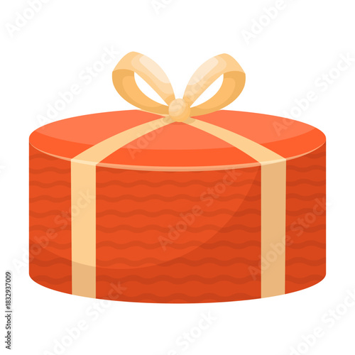 A stylish vector cartoon image of a Christmas gift. Concept for greetings, holidays, and New Year's celebrations. A birthday present. Element for your card design, etc.