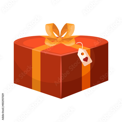 A stylish vector cartoon image of a Christmas gift. Concept for greetings, holidays, and New Year's celebrations. A birthday present. Element for your card design, etc.