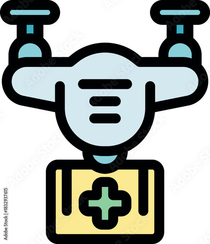 Modern medical drone carrying a first aid kit, symbolizing fast and efficient healthcare delivery in emergencies
