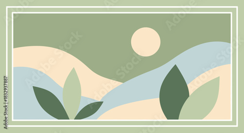 Abstract Landscape with Hills and Sun.