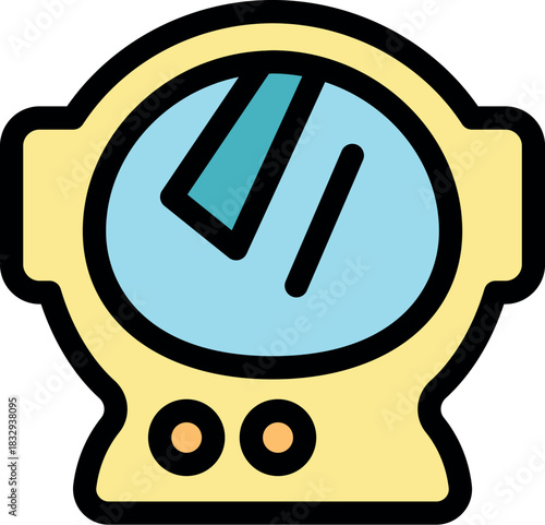 Simple illustration of a vintage diving helmet with a clear visor