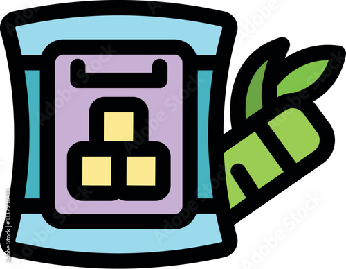 Sugar cubes in eco friendly packaging with bamboo, promoting sustainable practices in food industry