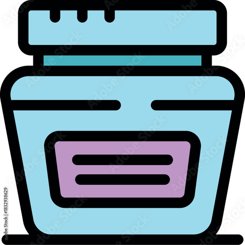 Sport nutrition jar closed with blank label promoting healthy lifestyle and fitness activities