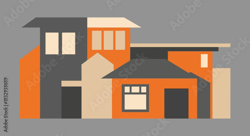 Modern architectural house illustration in a flat design style.