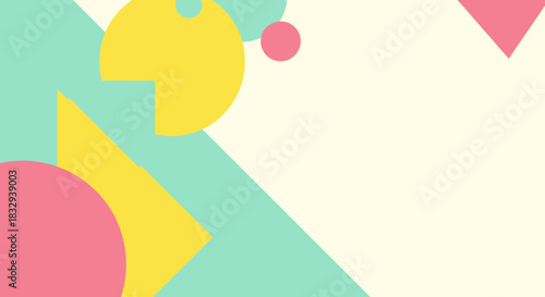 Colorful geometric shapes create a vibrant abstract background design.