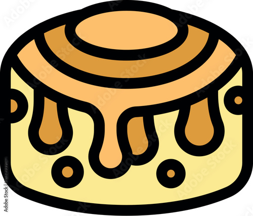 Sweet caramel sauce flowing over a freshly baked sponge cake, creating a tempting dessert