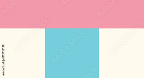 Abstract color block design with pink white and blue.