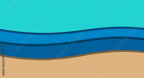 Minimalist abstract illustration of ocean waves and sand.
