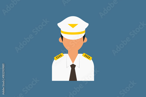 male pilot icon flat design