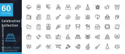 Celebration and Party Line Icons Collection