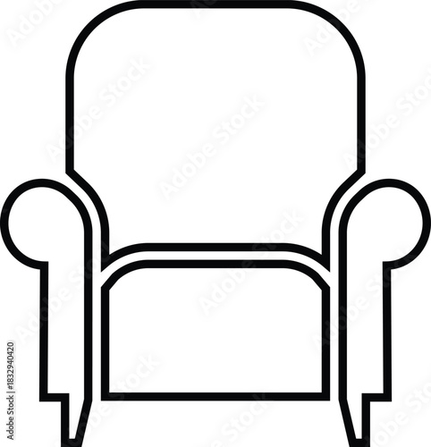 Furniture and chair icon of sofa, armchair, dining chair   bar stool lounge seat, director chair table and seating symbols in solid and outline vector isolated on transparent background