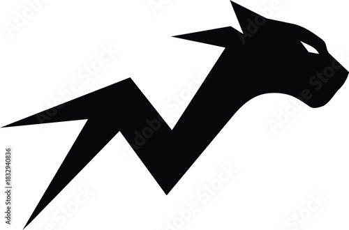 Black panther head with lightning bolt tail logo.