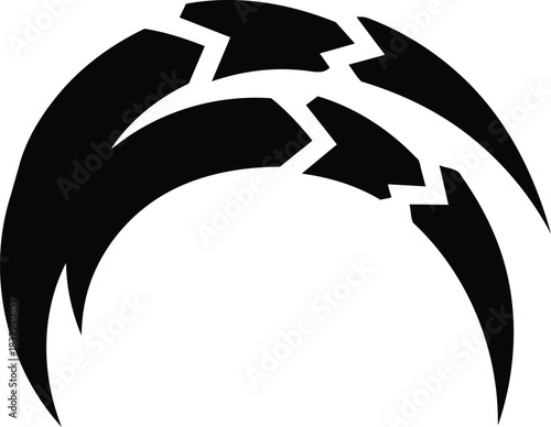 Abstract cracked crescent moon or claw mark design.