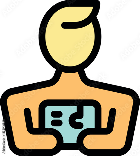 Person holding a parcel, representing delivery service, logistics, and shipping