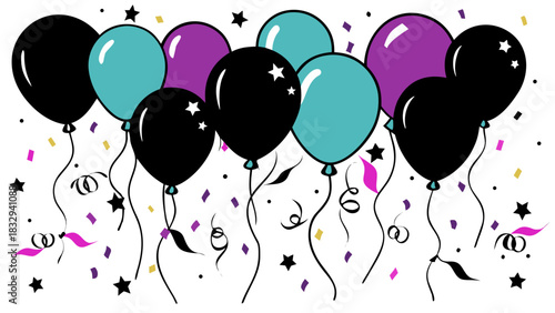 A festive array of colorful balloons