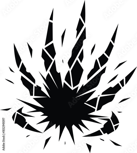 Shattered cannabis leaf explosion design.