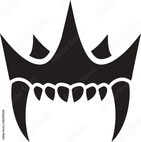Vampire fangs crown logo design illustration.