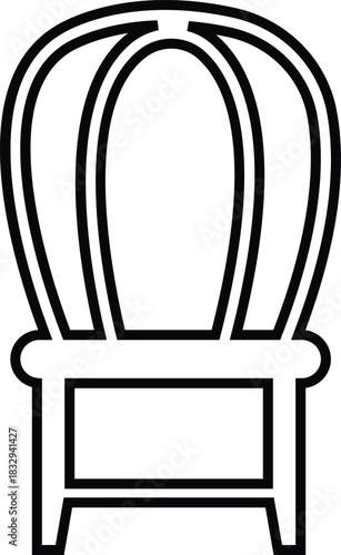 Furniture and chair icon of sofa, armchair, dining chair   bar stool lounge seat, director chair table and seating symbols in solid and outline vector isolated on transparent background