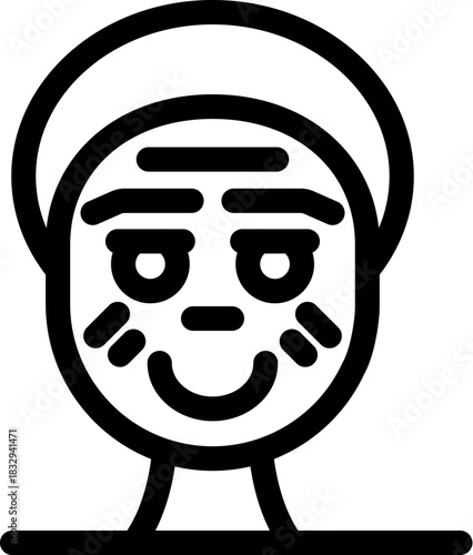 Cartoon drawing of a smiling old man face, representing happiness, wisdom, and aging gracefully