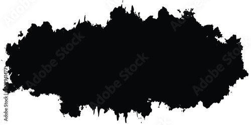 Abstract black brushstroke with rough edges creating a dynamic and artistic design element
