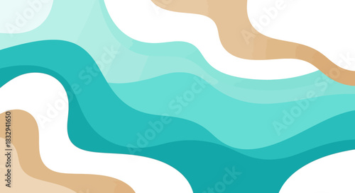 Abstract Wavy Layers of Turquoise and Sand Colors.