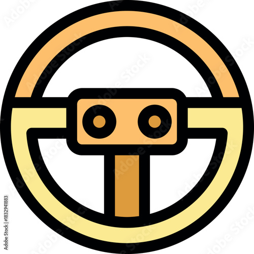 Simple steering wheel icon representing car driving, transportation, and automotive control