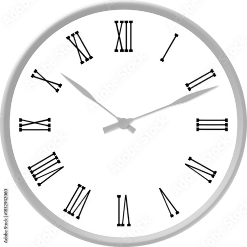 Clock face showing Roman numerals measuring time