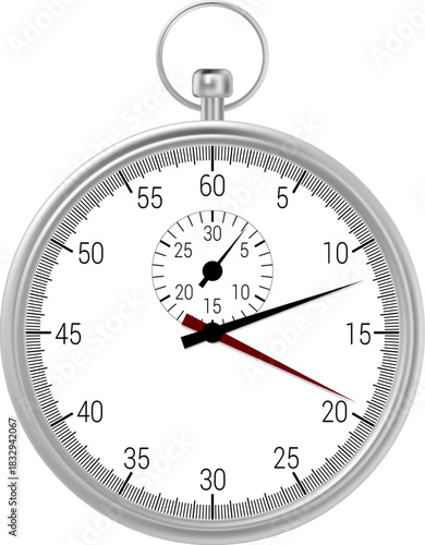 Stopwatch timing a moment, measuring speed and deadline