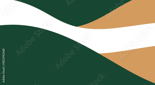 Abstract design with green white and brown waves.